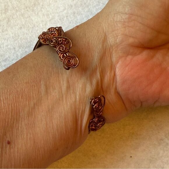 Handcrafted Copper Wire Wrapped Sunstone Bracelet Boho Artisan Bracelet - Picture 6 of 7